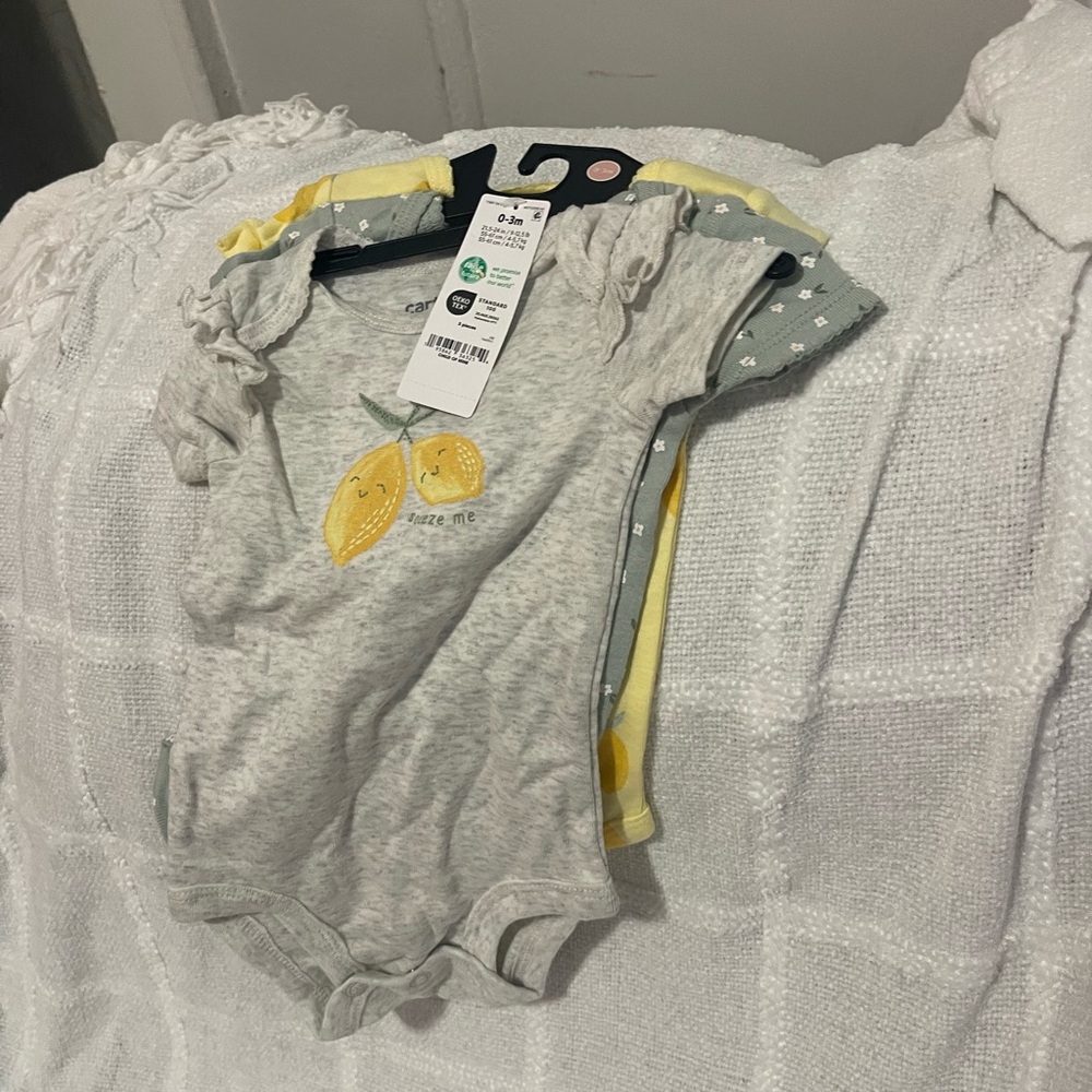 Promise Gray and Yellow Lemon Print Bodysuit Set